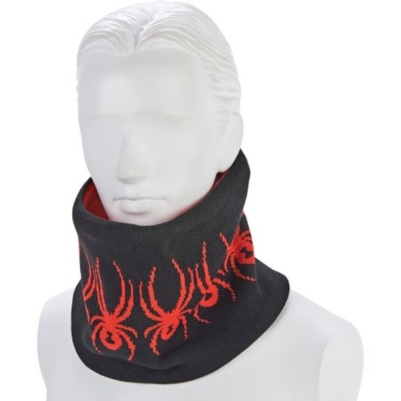 NWT Men's Spyder Reversible Acrylic Jacquard Logo Gaitor Black and Volcano OSFM - Picture 1 of 10